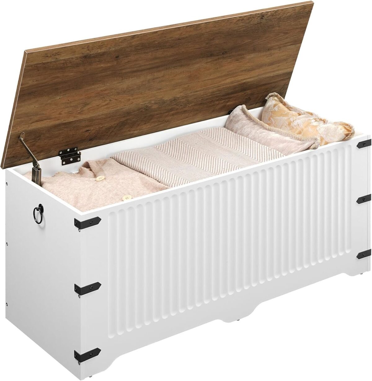 Storage Bench, Toy Box Organizer, Toy Chest with Safety Hinge, Farmhouse Style Storage Chest