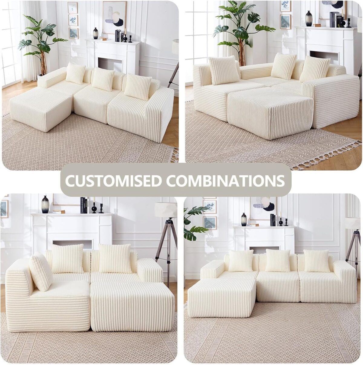 Minimalist Cloud Sectional Couch with L-Shape Chaise, Modular Sectional Sofa