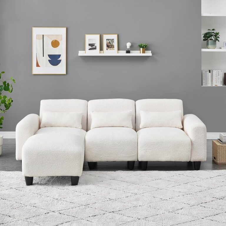 Teddy Fleece Sofa - Convertible Two-Seater & Single Couch with Waist Pillows, Perfect for Small Apartment