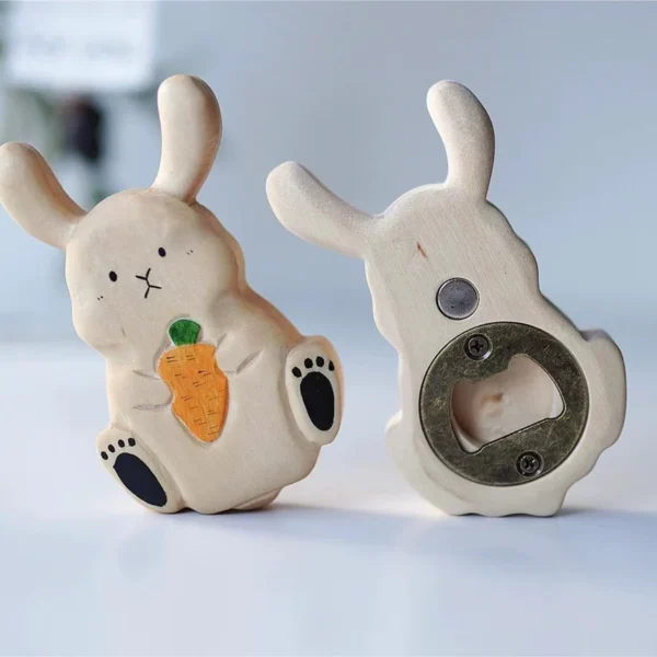 Cute Rabbit Wood Bottle Opener