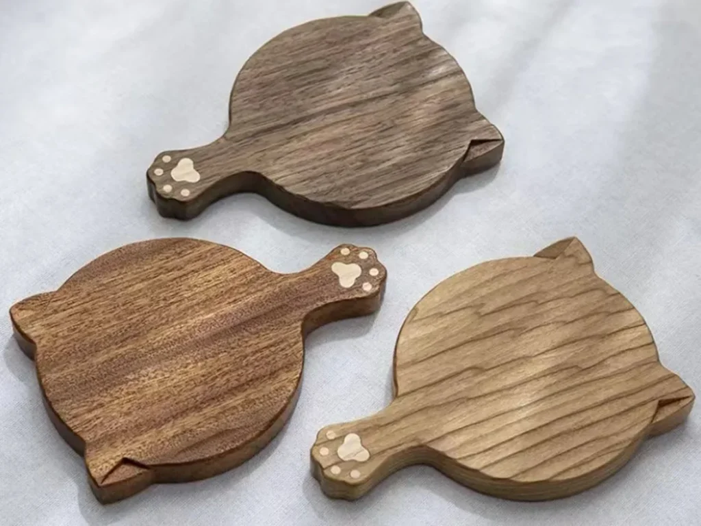 Wooden Cat Paw Coasters Set of 3