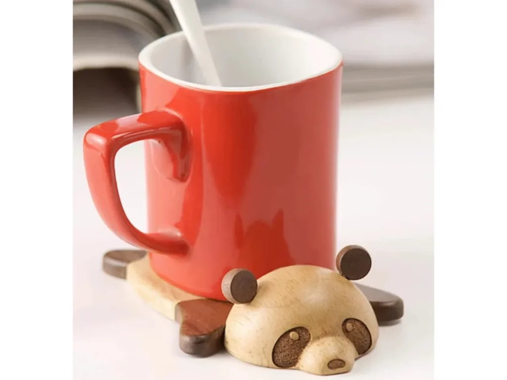 Cute Wooden Panda Coasters Desktop Decoration