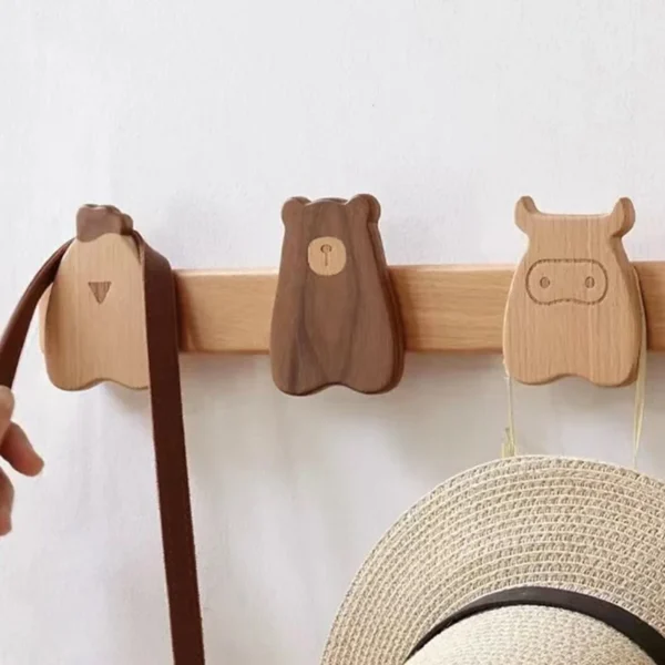 Wooden Animals Hooks for Wall, Wood Wall Hanger Hat