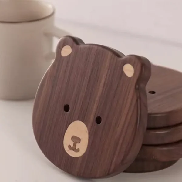 Wooden Cartoon Bear Coasters