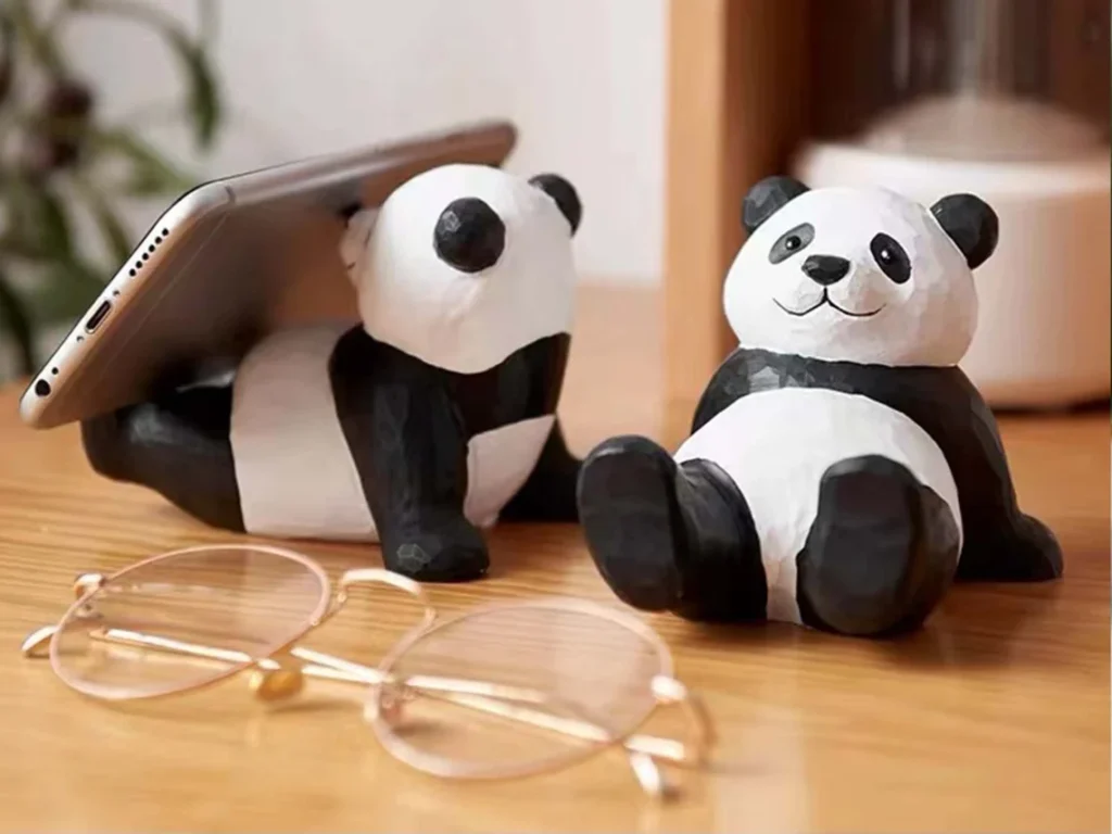 Cute Panda Phone Stands, Unique Wooden Animal