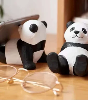 Cute Panda Phone Stands, Unique Wooden Animal