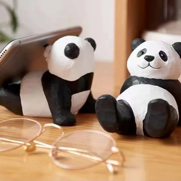 Cute Panda Phone Stands, Unique Wooden Animal