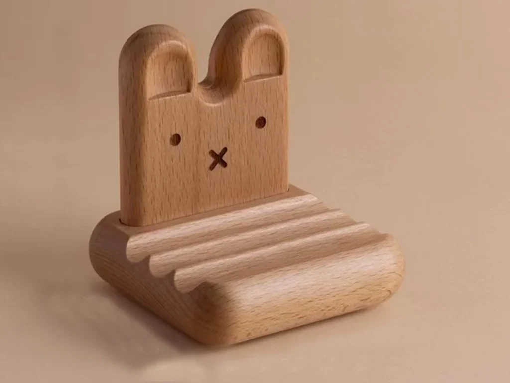 Cute Wooden Rabbit Phone Stands for Desk