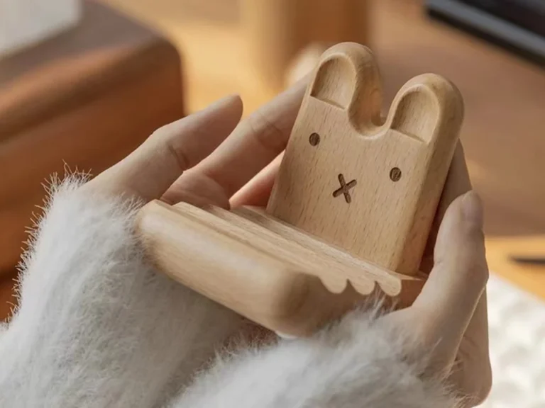 Cute Wooden Rabbit Phone Stands for Desk