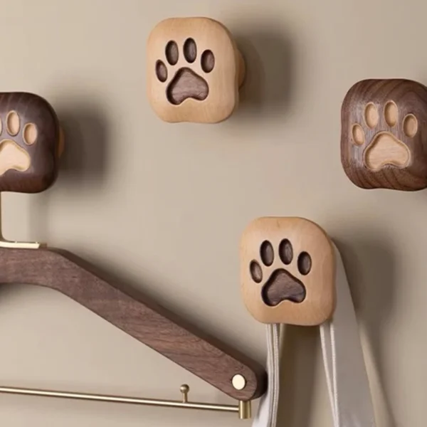 Wooden Dog Paw Hooks for Wall,Towel, Bag Purse Wood Hooks