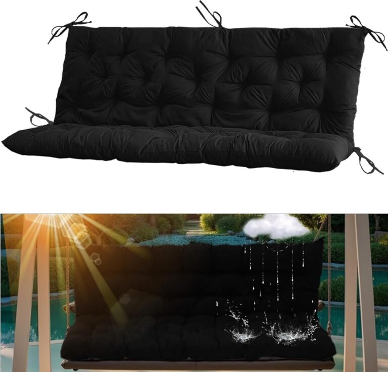 2-3 Seat Swing Replacement Cushion, Outdoor Bench Cushions with Backrest Thicken 4", Patio Furniture Garden Porch