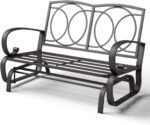 Outdoor Glider Bench, Patio 2 Person Loveseat with Removable Cushion, Thick Padded Seat, Stable Steel Frame