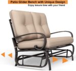 Outdoor Glider Bench, Patio 2 Person Loveseat with Removable Cushion, Thick Padded Seat, Stable Steel Frame