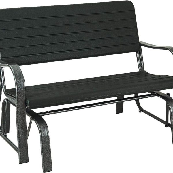 Outdoor Gliders for Outside Patio - Porch Glider w/Steel Frame, Weather Resistance HDPE Back & Seat, 600Lbs Capacity Loveseat