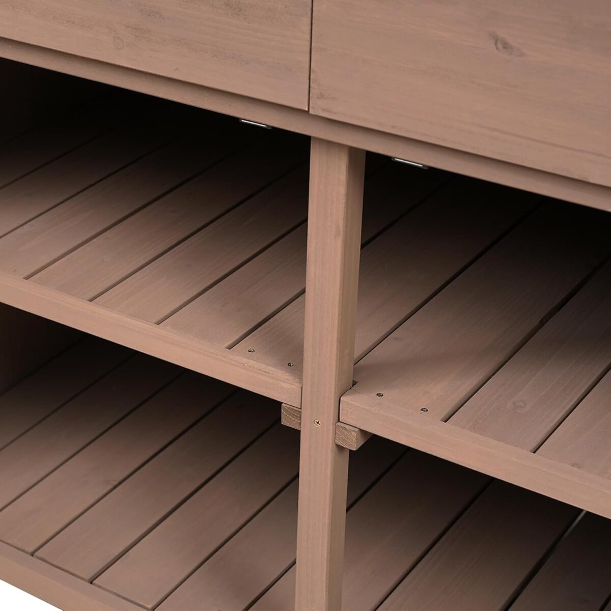 65inch Outdoor Potting Bench Table, Fir Wood Large Gardening Workstation with Storage Shelf