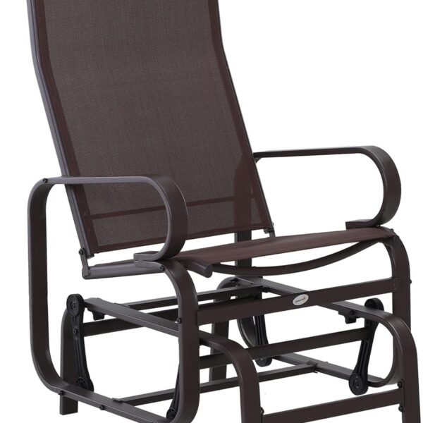 Glider Chair, Gliders for Outside Patio with Smooth Rocking Mechanism and Lightweight Construction for Backyard, Brown  Patio