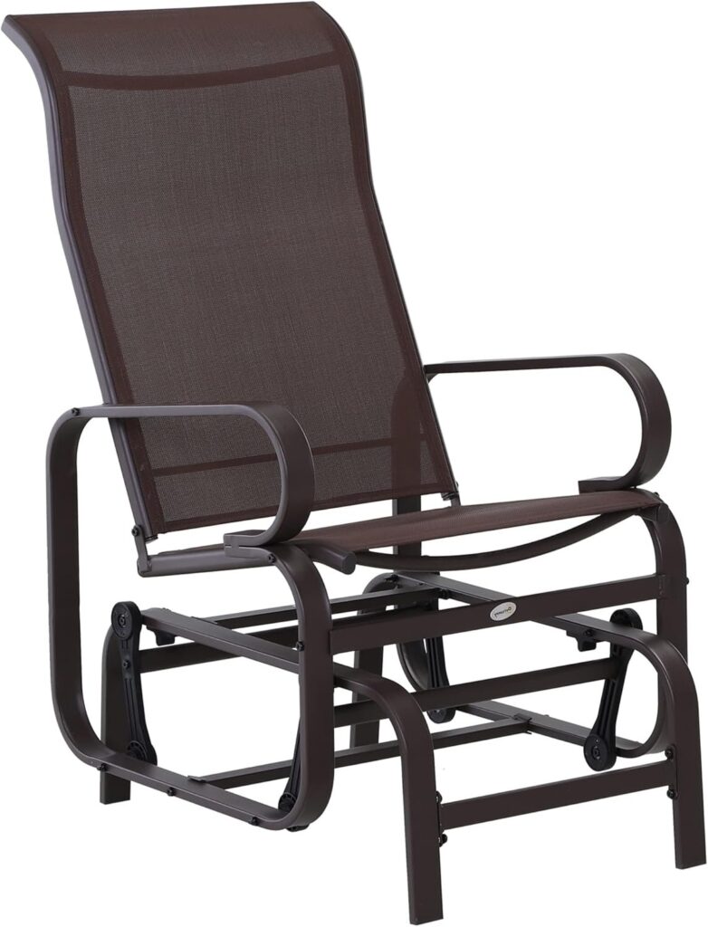 Glider Chair, Gliders for Outside Patio with Smooth Rocking Mechanism and Lightweight Construction for Backyard, Brown  Patio