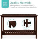 48in 2-Shelf Eucalyptus Wooden Console Table Indoor Outdoor Multifunctional Buffet Bar Storage Organizer