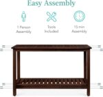 48in 2-Shelf Eucalyptus Wooden Console Table Indoor Outdoor Multifunctional Buffet Bar Storage Organizer