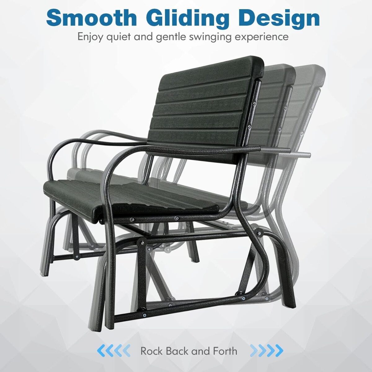 Outdoor Gliders for Outside Patio - Porch Glider w/Steel Frame, Weather Resistance HDPE Back & Seat, 600Lbs Capacity Loveseat