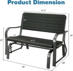 Outdoor Gliders for Outside Patio - Porch Glider w/Steel Frame, Weather Resistance HDPE Back & Seat, 600Lbs Capacity Loveseat