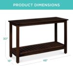 48in 2-Shelf Eucalyptus Wooden Console Table Indoor Outdoor Multifunctional Buffet Bar Storage Organizer