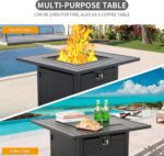 30 Inch Fire Tables 50000 BTU Outdoor Fire Pits for Outside Steel Gas Fire Table with Fire Pit Lid Grille Tabletop and Waterproof