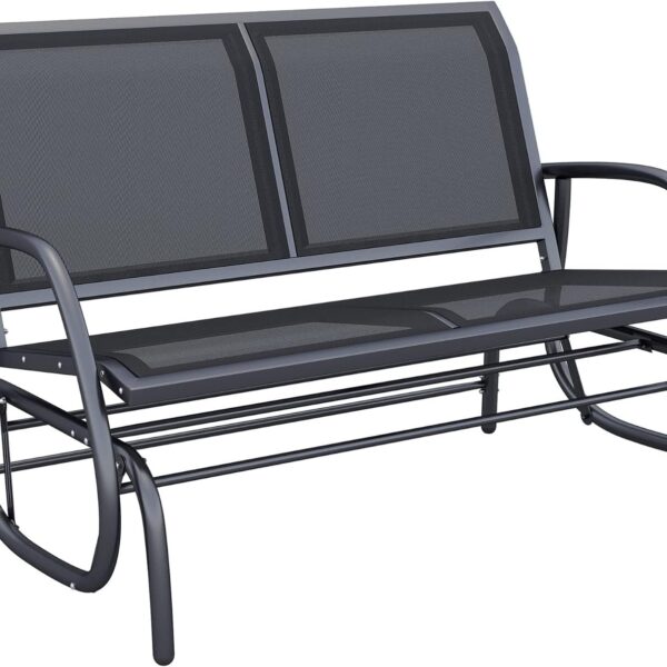 2-Person Outdoor Glider Bench, Patio Double Swing Rocking Chair Loveseat w/Powder Coated Stee