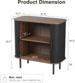 Black Buffet Sideboard Cabinet with Storage, Fluted Storage Cabinet Black with Curvy Edge &