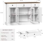 Buffet Cabinet with Storage, 55" Modern Kitchen Buffet Storage Cabinet with 3 Drawers & 4 Doors