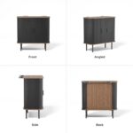 Black Buffet Sideboard Cabinet with Storage, Fluted Storage Cabinet Black with Curvy Edge &