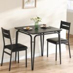 Dining Table for 2, Small Table and Chairs Set of 2, Square Dinette Set for 2, Dinner Table Set, 3 Piece