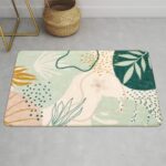 Washable Area Rug - 2x3 Botanical Print Small Rug Modern Abstract Non-Slip Minimalist Art Area Rug