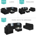 7-Piece Modular Outdoor Sectional Wicker Patio Conversation Set w/ 2 Pillows, Coffee Table, Cover Included