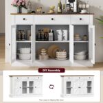 Buffet Cabinet with Storage, 55" Modern Kitchen Buffet Storage Cabinet with 3 Drawers & 4 Doors