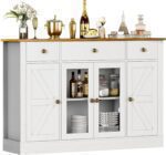 Buffet Cabinet with Storage, 55" Modern Kitchen Buffet Storage Cabinet with 3 Drawers & 4 Doors