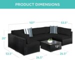 7-Piece Modular Outdoor Sectional Wicker Patio Conversation Set w/ 2 Pillows, Coffee Table, Cover Included