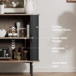 Black Buffet Sideboard Cabinet with Storage, Fluted Storage Cabinet Black with Curvy Edge &