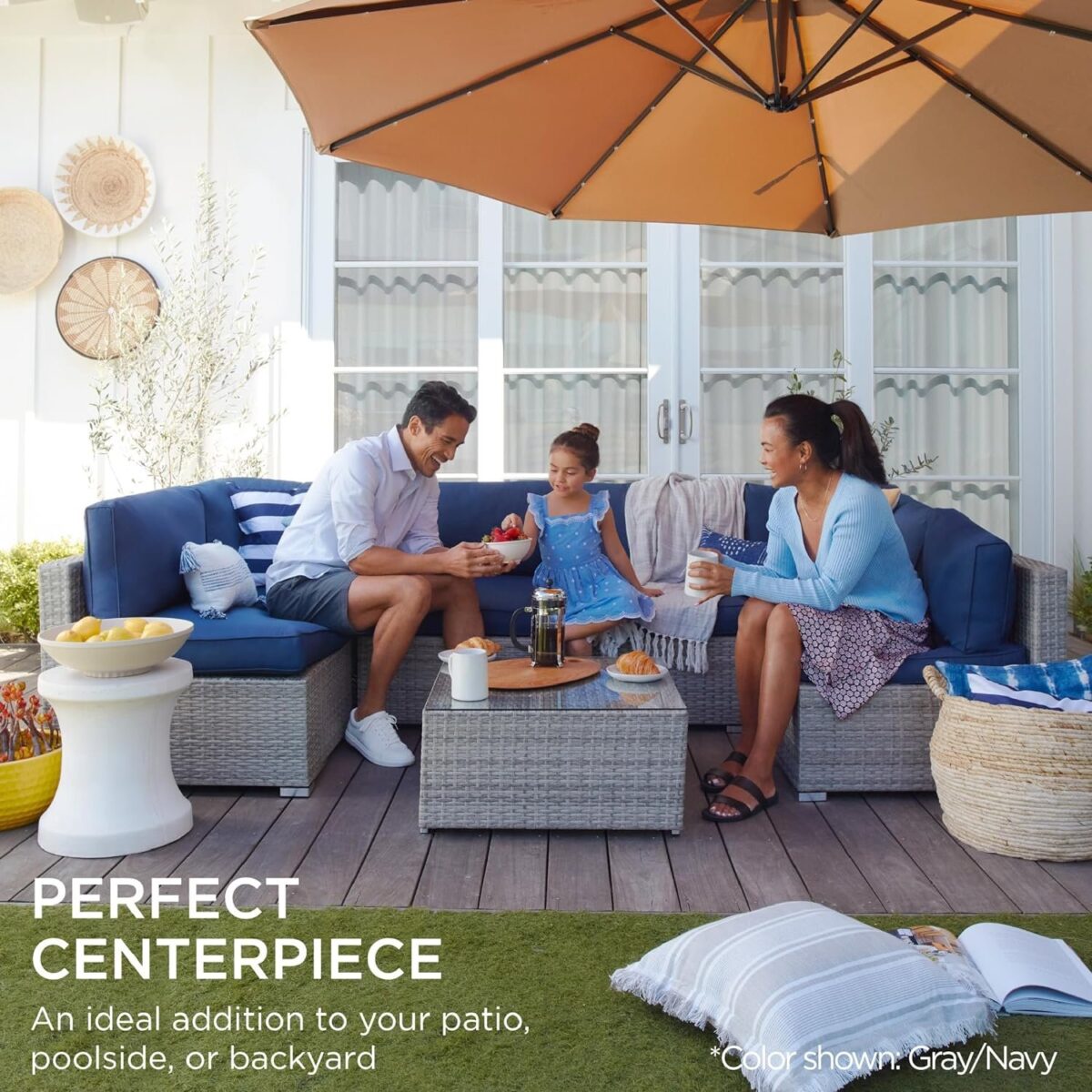 7-Piece Modular Outdoor Sectional Wicker Patio Conversation Set w/ 2 Pillows, Coffee Table, Cover Included