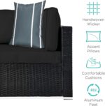 7-Piece Modular Outdoor Sectional Wicker Patio Conversation Set w/ 2 Pillows, Coffee Table, Cover Included