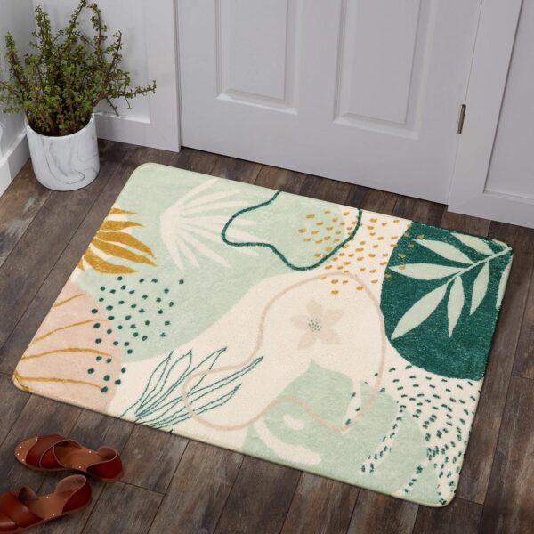 Washable Area Rug - 2x3 Botanical Print Small Rug Modern Abstract Non-Slip Minimalist Art Area Rug