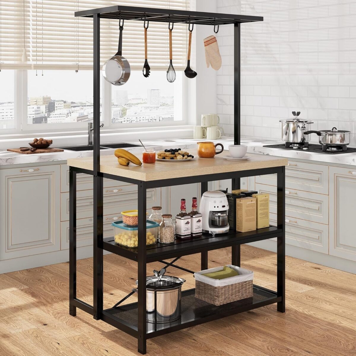 Table for Kitchen,3 Tier Microwave Stand Oven Shelf with Storage, Storage Shelf for Kitchen Dining Room