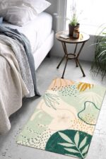 Washable Area Rug - 2x3 Botanical Print Small Rug Modern Abstract Non-Slip Minimalist Art Area Rug