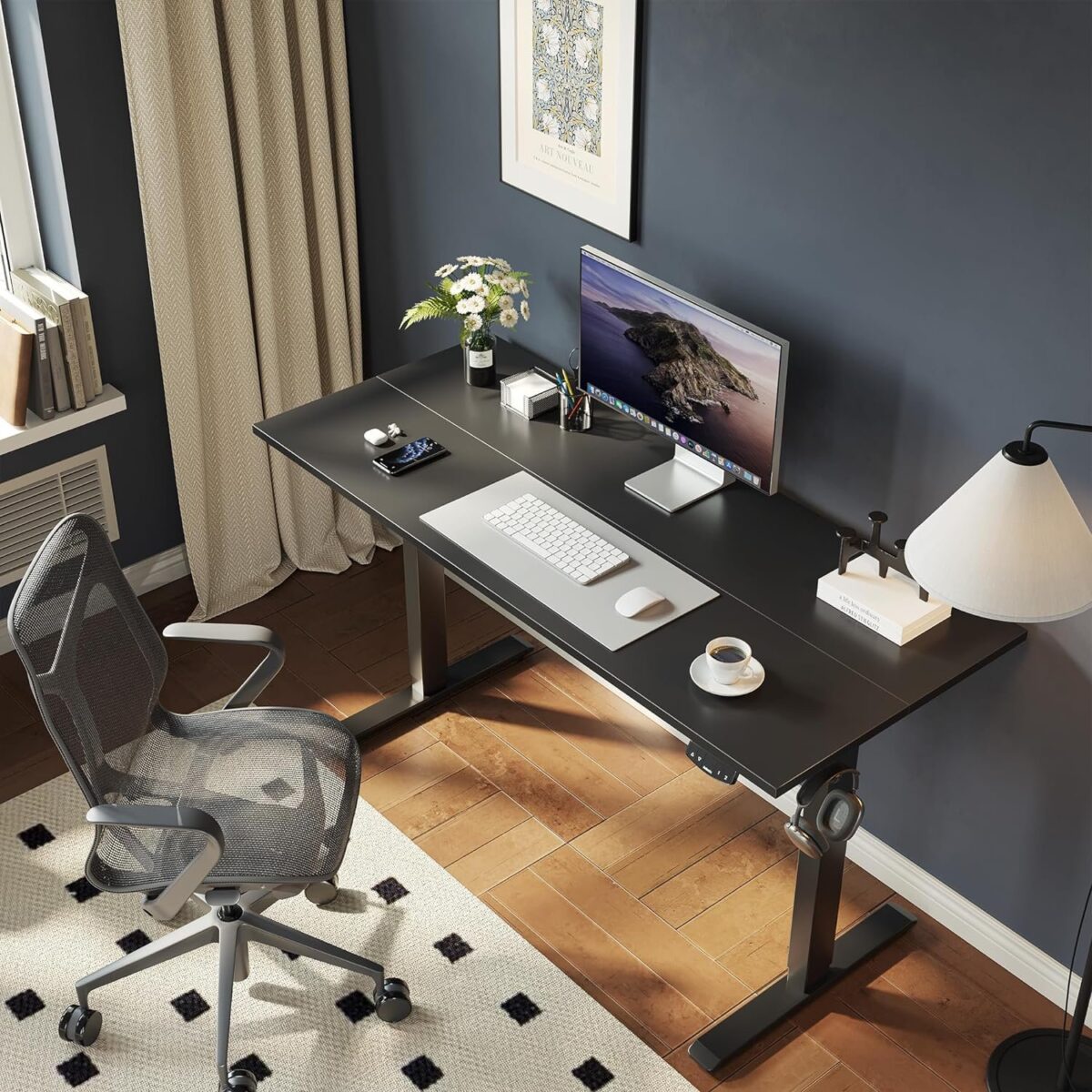 Electric Standing Desk 40 x 24 Inches, Height Adjustable Desk, Sit Stand up Desk for Work Office Home