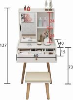 Vanity Set, Small Dresser, Dresser Set with Mirror and Stool, Large Capacity Storage, Swivel Mirror