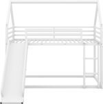 Twin Over Twin Metal Bunk Bed with Slide and Roof Design for Kids,Girls, Boys,House Shaped Bunk Bed Frame