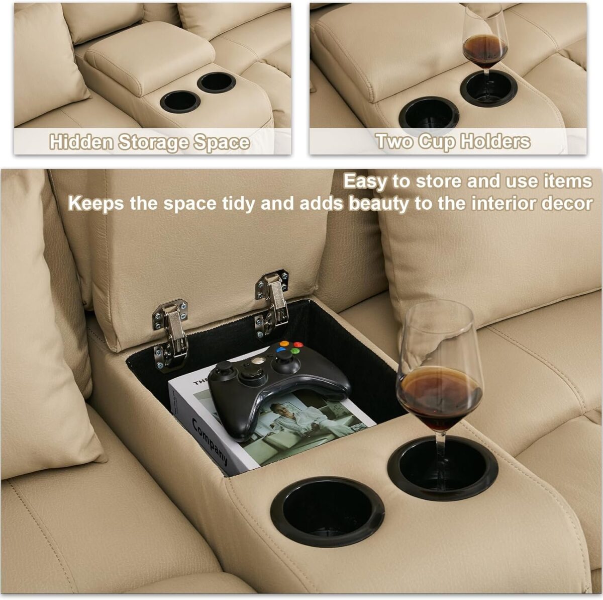 65" Loveseat Recliner Reclining Loveseat with Console - Comfy Manual RV Recliner Loveseat Sofa Couch