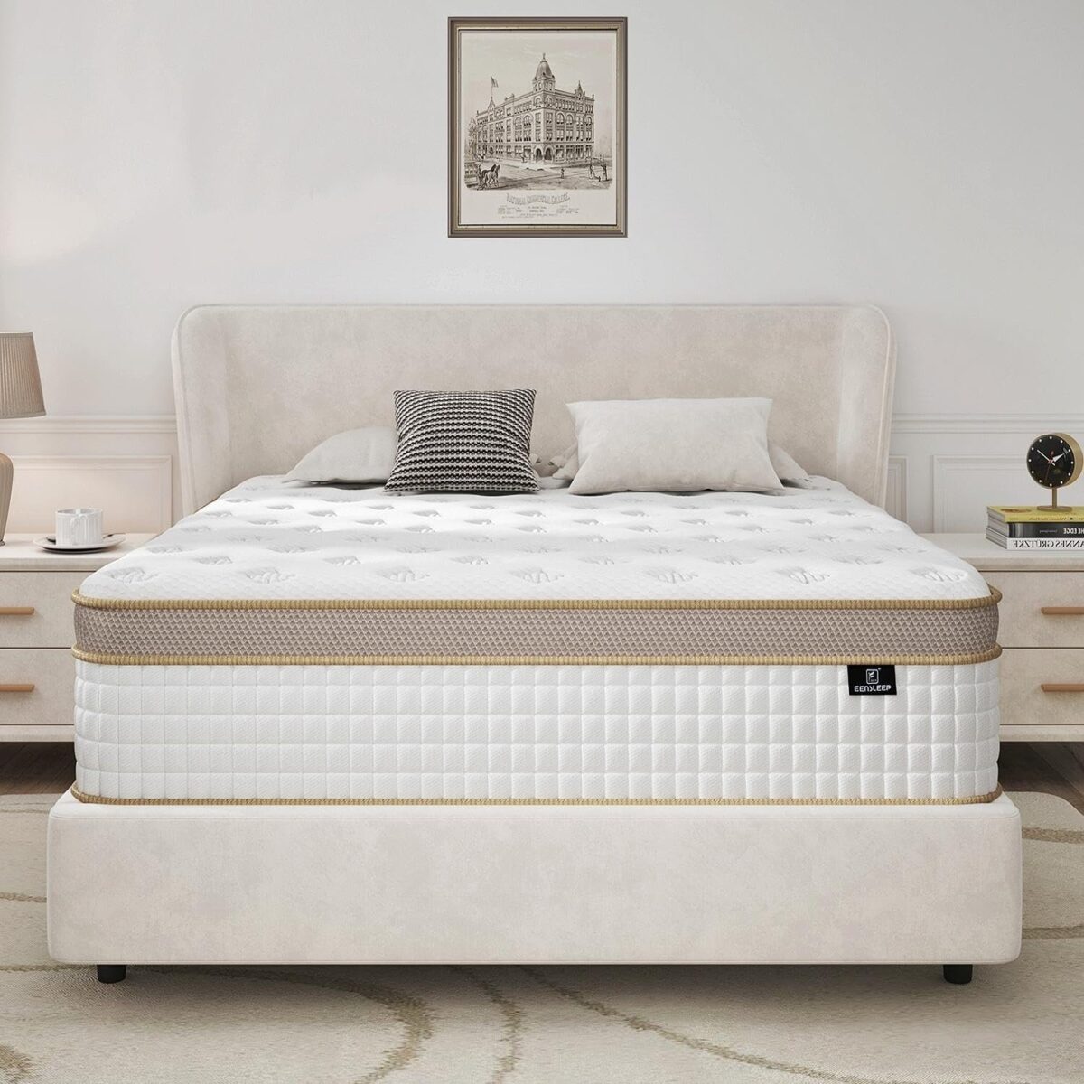 King Size Mattress, Upgrade Strengthen Firm 14 Inch Hybrid King Mattress in A Box