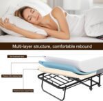 Folding Bed with Mattress for Adults, Cot Size 75" x 31" Rollaway Bed, Portable Bed Foldable Bed Day Bed for Guest