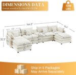 145" U Shaped Cloud Couch Sectional for Living Room, Oversized Modern Modular Sofa with Movable Ottoman